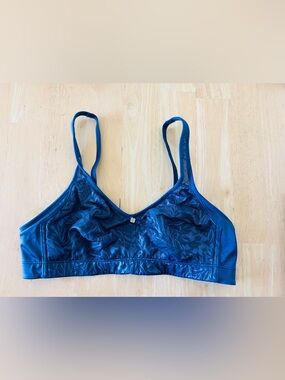 Breezies Blue Floral Lace Wireless Bralette - Women Intimates 36B